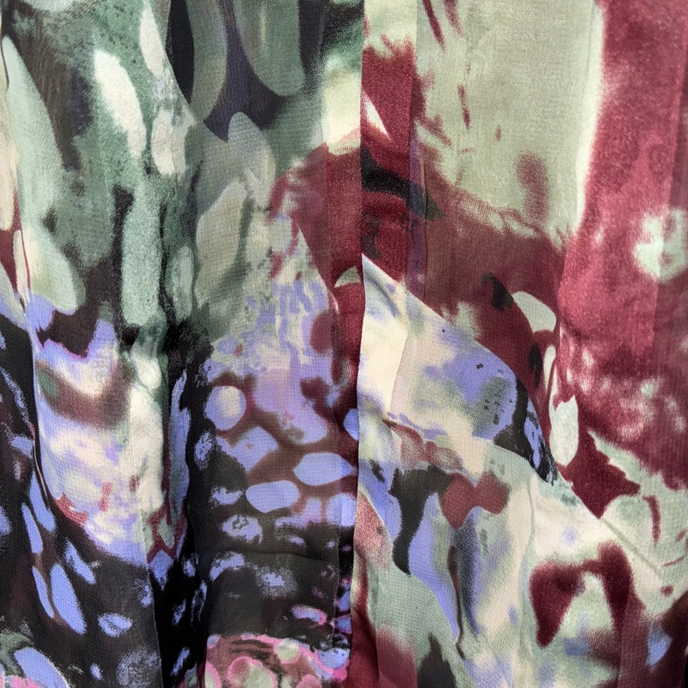 Silk Print Off The Shoulder Short Sleeve Blouse Top MultiColor By Abi Ferrin New - Picture 9 of 14